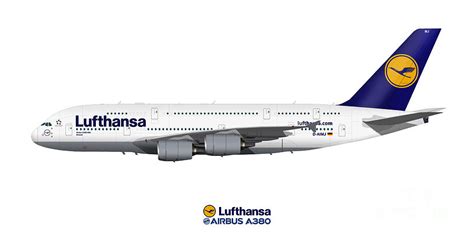 Illustration Of Lufthansa Airbus A380 Digital Art By Steve H Clark