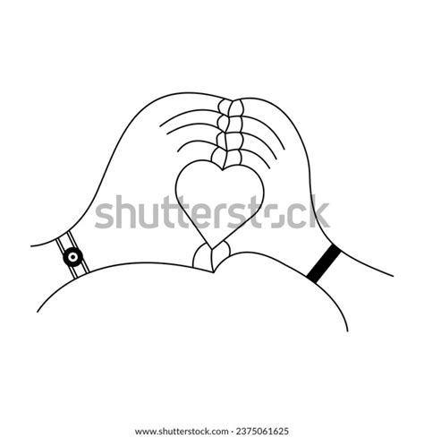 Hand Heart Vector Line Art Stock Vector Royalty Free 2375061625