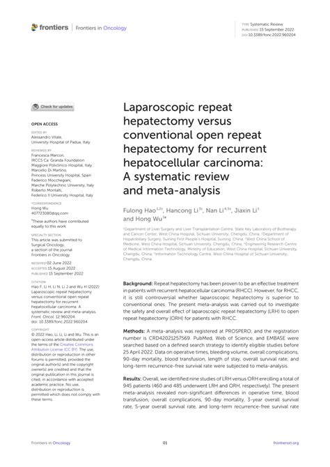 Pdf Laparoscopic Repeat Hepatectomy Versus Conventional Open Repeat