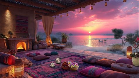 Soothing Jazz Music With Lakeside Sunset Cozy Porch Ambience And