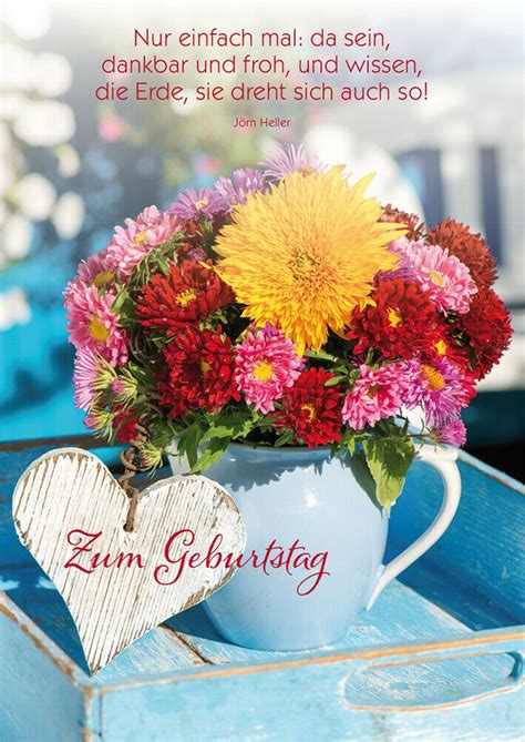 Postkarte Geburtstag Blumenstrau Herz St Adressfeld Gedicht Wunsch