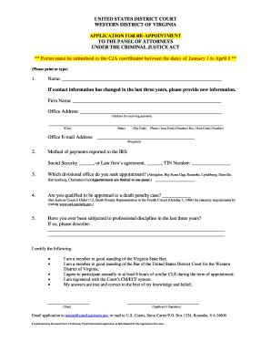 Fillable Online Vawd Uscourts Application For Reappointment Western