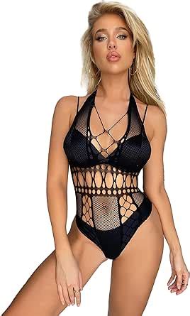 Amazon Sexytine Women S Fishnet Mesh Teddy Lingerie Sexy Lace