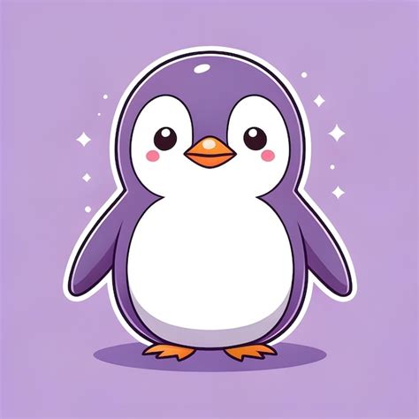 Premium Photo Cute Kawaii Penguin Vector Clipart Icon Cartoon Character Icon On A Lavender