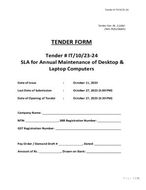 Fillable Online Tenders Iba Edu TENDER FORM Tenders Iba Edu Pk IBA