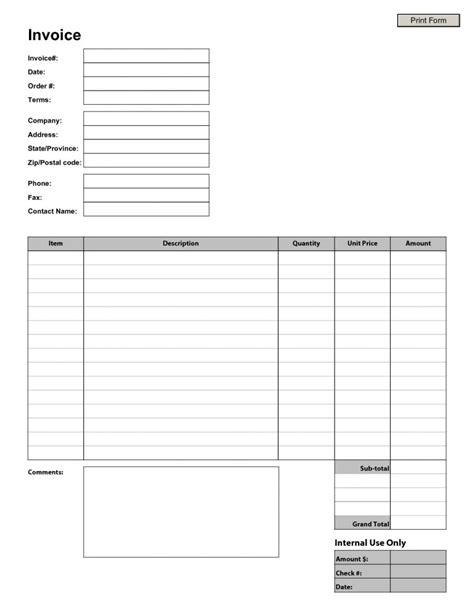 Blank Invoice Template Blank Invoice Arsenal Printable Invoice Inside