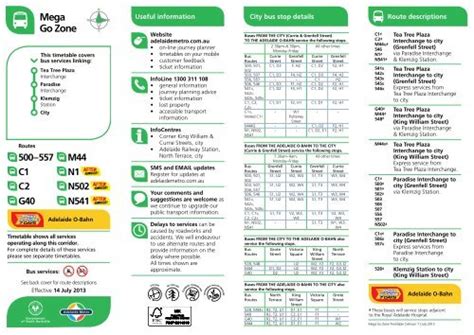 O-Bahn Mega Go Zone timetable - Adelaide Metro