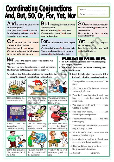 This Worksheet Includes Explanation On The Use Of The Coordinating