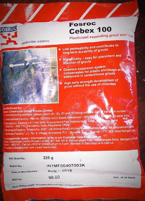 Pouch Fosroc Cebex Grout Admixture For Construction At Rs