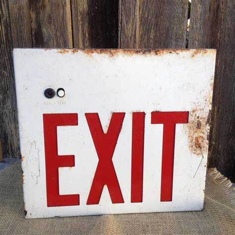 Industrial Salvage Rustic old Metal Exit Sign by EightySix56