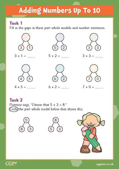 Part Whole Models Addition Up To 10 Year 1 CGP Plus Worksheets