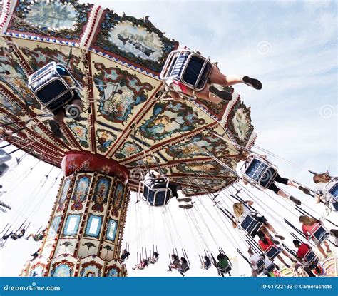 Tilting Spinning Swinging Chair Ride At A State Fair Editorial Stock