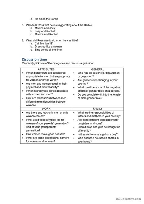 Gender Roles Esl English General Voc English Esl Worksheets Pdf And Doc