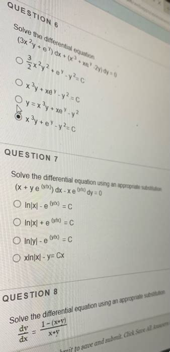 Solved Question 6 Solve The Differential Equation 3x2y E