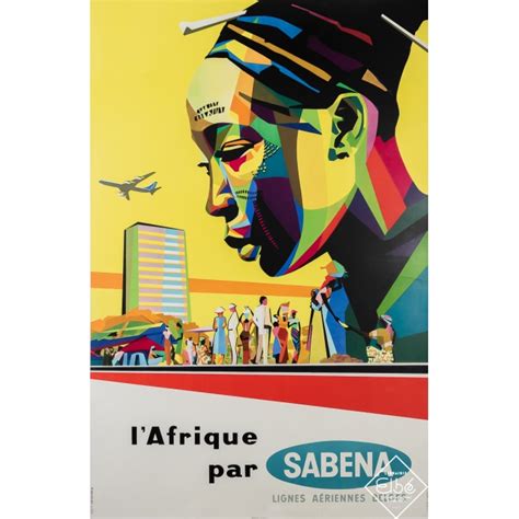 Vintage poster L Afrique par Sabena Lignes Aériennes Belges 1960