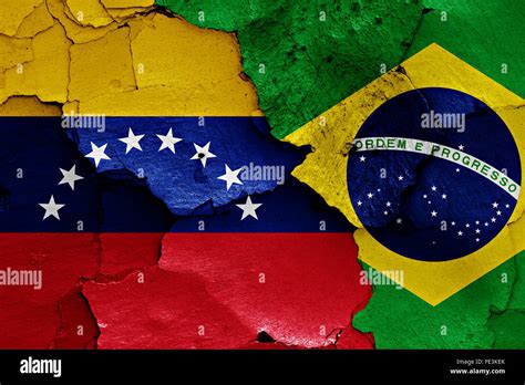 flags of Venezuela and Brazil painted on cracked wall Stock Photo - Alamy