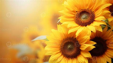 Beautiful sunflowers with blurred background, AI generated 33282508 ...