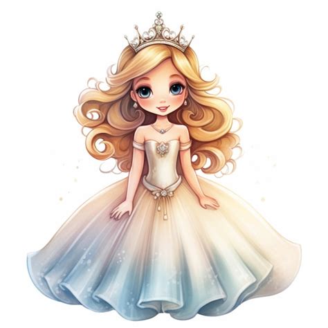 Cartoon Princess With Long Blonde Hair Wearing A Tiable And A Dress