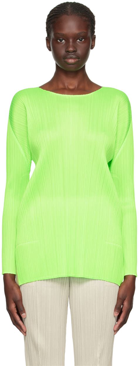 Green Monthly Colors September Long Sleeve T Shirt By Pleats Please