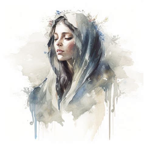 Virgin Mary Watercolor Png Clipart Mother Of Jesus Portrait Etsy