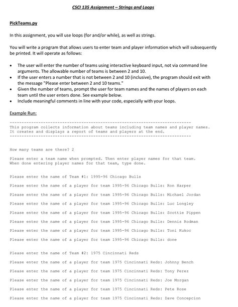 Solved CSCI 135 Assignment Strings And Loops PickTeams Py Chegg