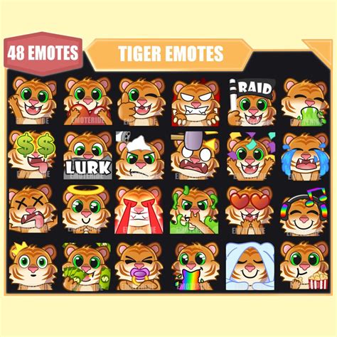 Tiger Emote Bundle For Twitch Youtube Emotes Discord Emotes Streamer