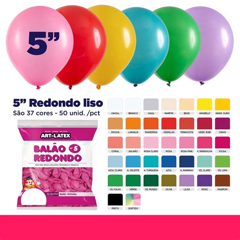 Balão Redondo 5 Diversas Cores 50 Unid Art Latex Shopee Brasil