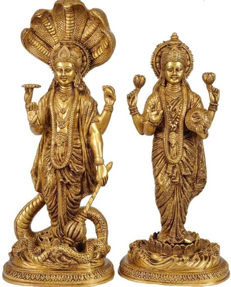 Lakshmi Narayan Statue In Brass Large Big Size 44cm Standing Vishnu