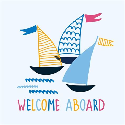 Premium Vector | Welcome aboard boat trips logo boat sightseeing tours ...