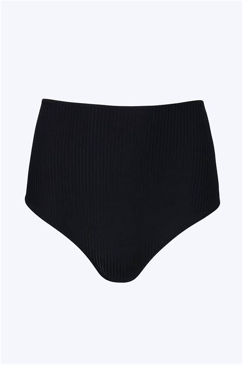 Buy Aniela Parys Mar Highwaisted Ribbed Bikini Bottom Black At Off Editorialist