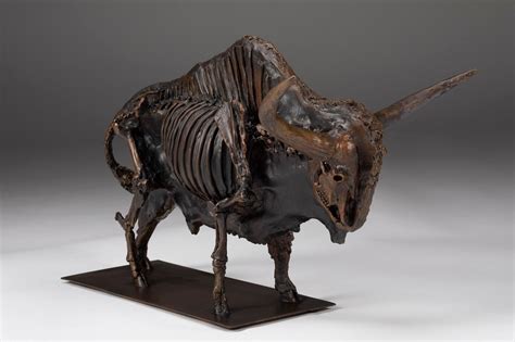 Bison Latifrons Skeletal Bas Relief Sculpture In Bronze