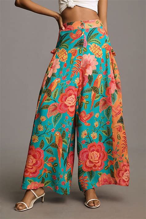 Farm Rio X Anthropologie Floral Wide Leg Pants In Printed Wide