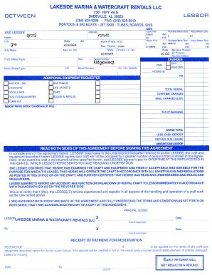 Fillable Online Boat Rental Agreement PDF Meansadv01 Fax Email