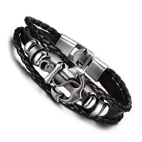 Браслет шкіряний з якорем - goodgifts.shop