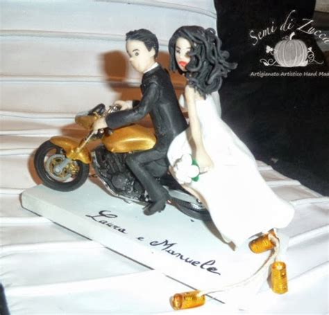 Semi Di Zucca Cake Topper Co Sposi In Moto