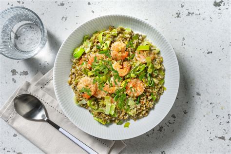 Freekeh crémeux crevettes citronnées Recette HelloFresh