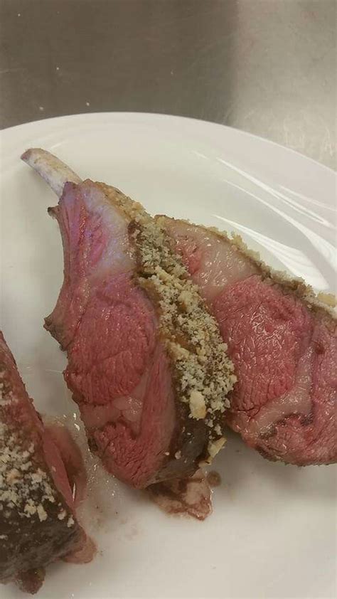 Lamb Chop Crusted In Maple Mustard Sauce With Hazelnut Breadcrumb