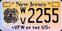 New Jersey VFW Veterans Of Foreign Wars License Plates