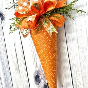 Easter Carrot Door Hanger Orange Polka Dot Fabric Carrot Easter Decor