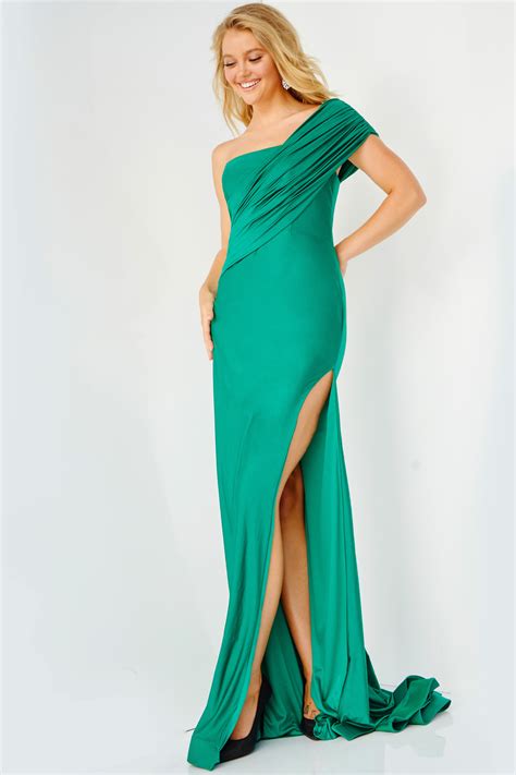 Jvn22338 Emerald Off The Shoulder Sheath Prom Dress Jvn