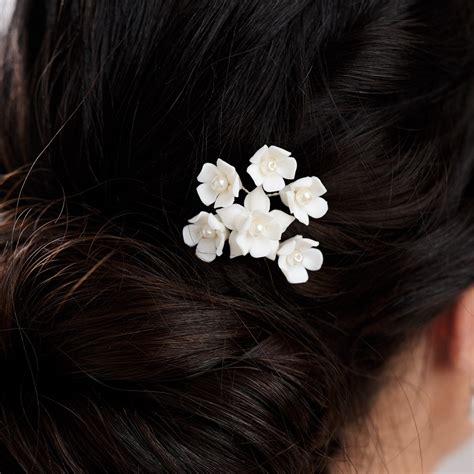 Spilla Per Capelli Da Sposa Con Fiori Di Perle Avorio