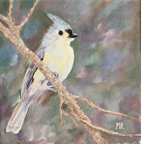 Grey Tufted Titmouse Painting By Monique Van Reek Fine Art America