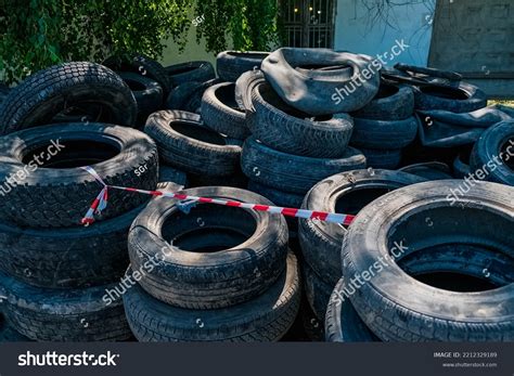 Landfill Old Tires Tyres Recycling Reuse Stock Photo