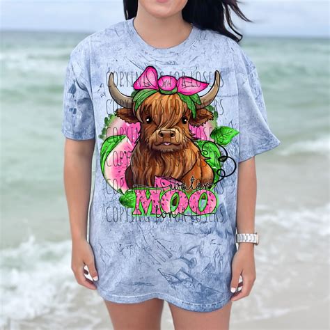 Watermelon Water Moo Lin Brown Highland Cow Dtf Transfer Only Ssd