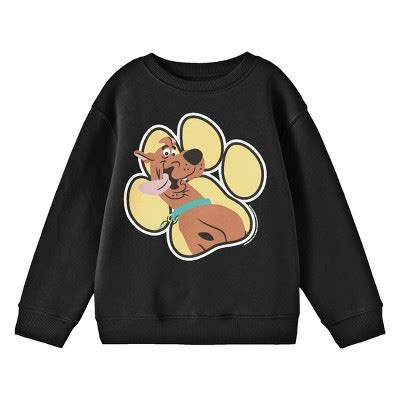 Scooby Doo Paw Print Crew Neck Long Sleeve Youth Black Sweatshirt-large : Target