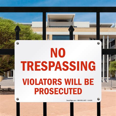 No Trespassing Violators Prosecuted Sign With Red Text Sku S 4345