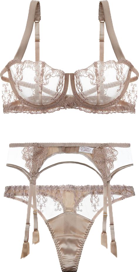 Transparent Lingerie Fleur Of England Bra Suspender Belt Thong