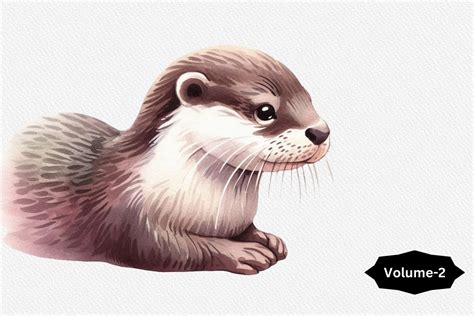 Watercolor Otter Clipart Cute Otters Graphic By Design Store