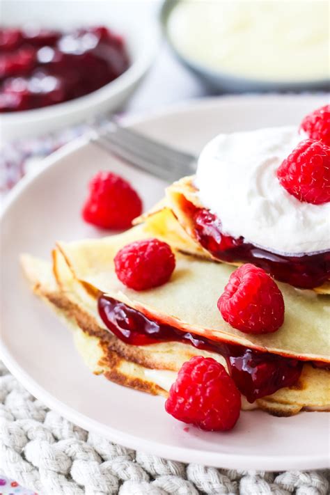 Raspberry Crepes With Vanilla Pudding And Whipped Cream Our Tasty Kitchen