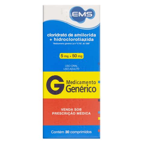 Cloridrato De Amilorida Hidroclorotiazida Ems Caixa 30 Comprimidos Gtin Ean Upc